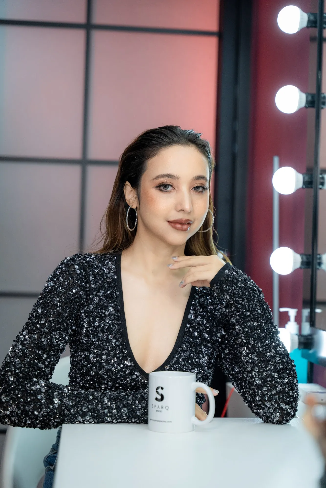 Client glam shot in the Lounge